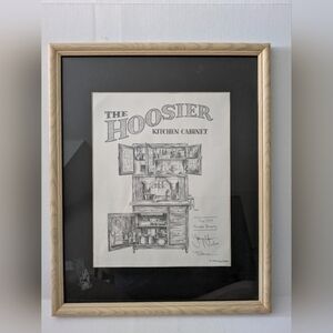 Hoosier kitchen cabinet drawing signed Larry Gosser 1992. 21.5" x 17.5"